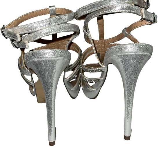 Call It Spring Vegan Silver Strappy Heels Women's Size 6.5 - Picture 4 of 7